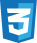 CSS3 logo, blue shield with white 3