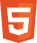 HTML5 logo, orange shield with white 5