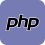 PHP logo, purple rounded rectangle with black php letters